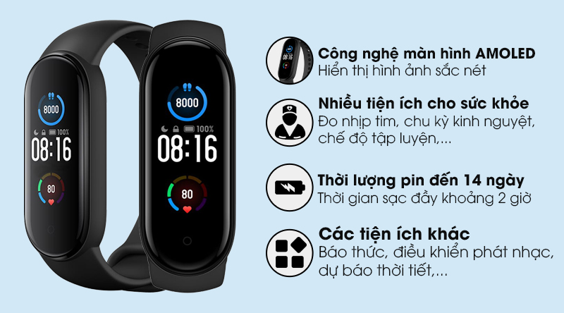 Mi Band 5 hỗ trợ theo dõi sức khoẻ và nắm bắt thông số khi bạn luyện tập thể thao